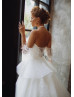 Beaded Ivory Tulle Wedding Dress With Detachable Collar Sleeve